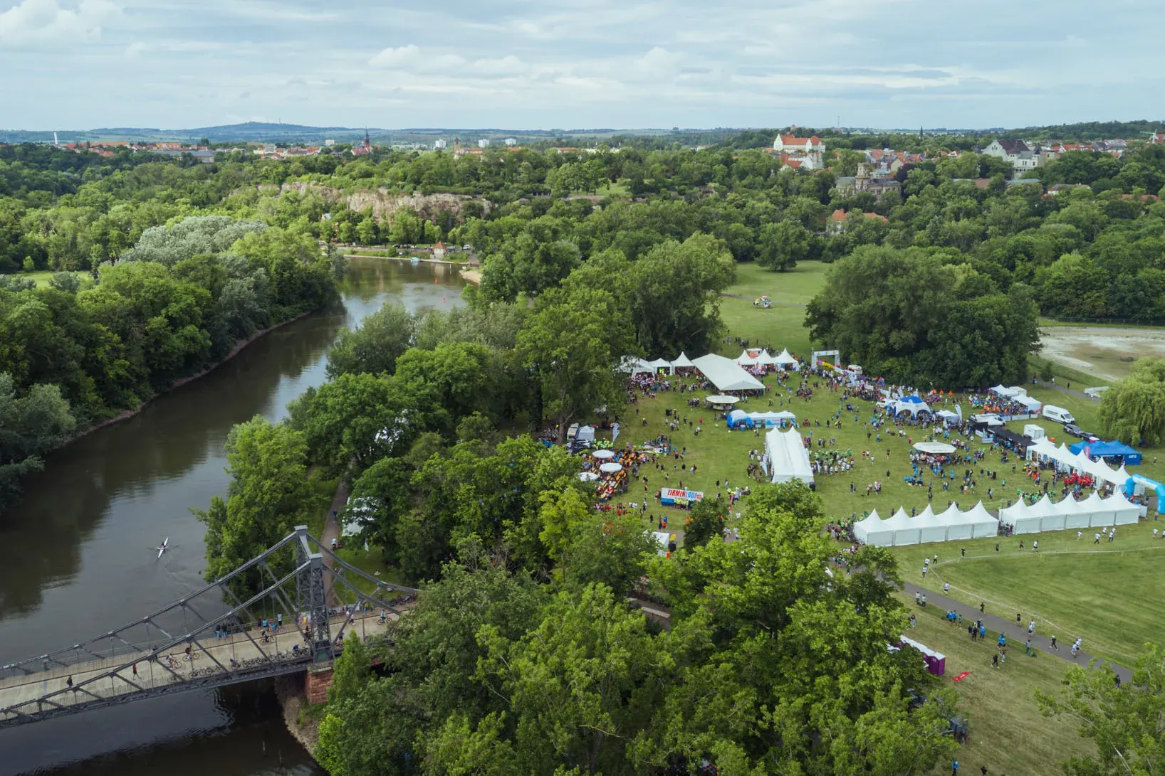Firmenlauf Halle aus der Luft